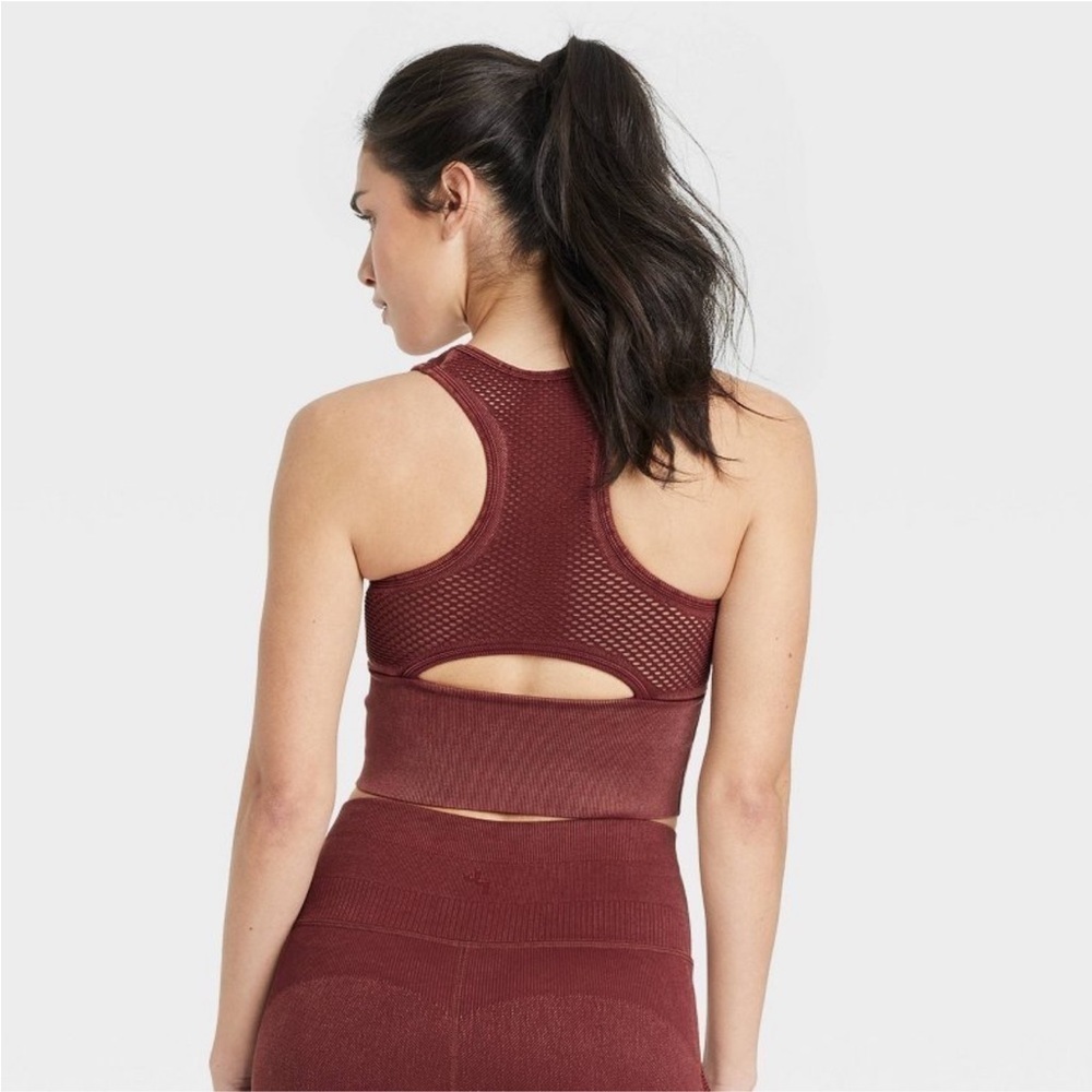 Women's Seamless Mesh Back Tank Bra - JoyLab™ Brown XS new